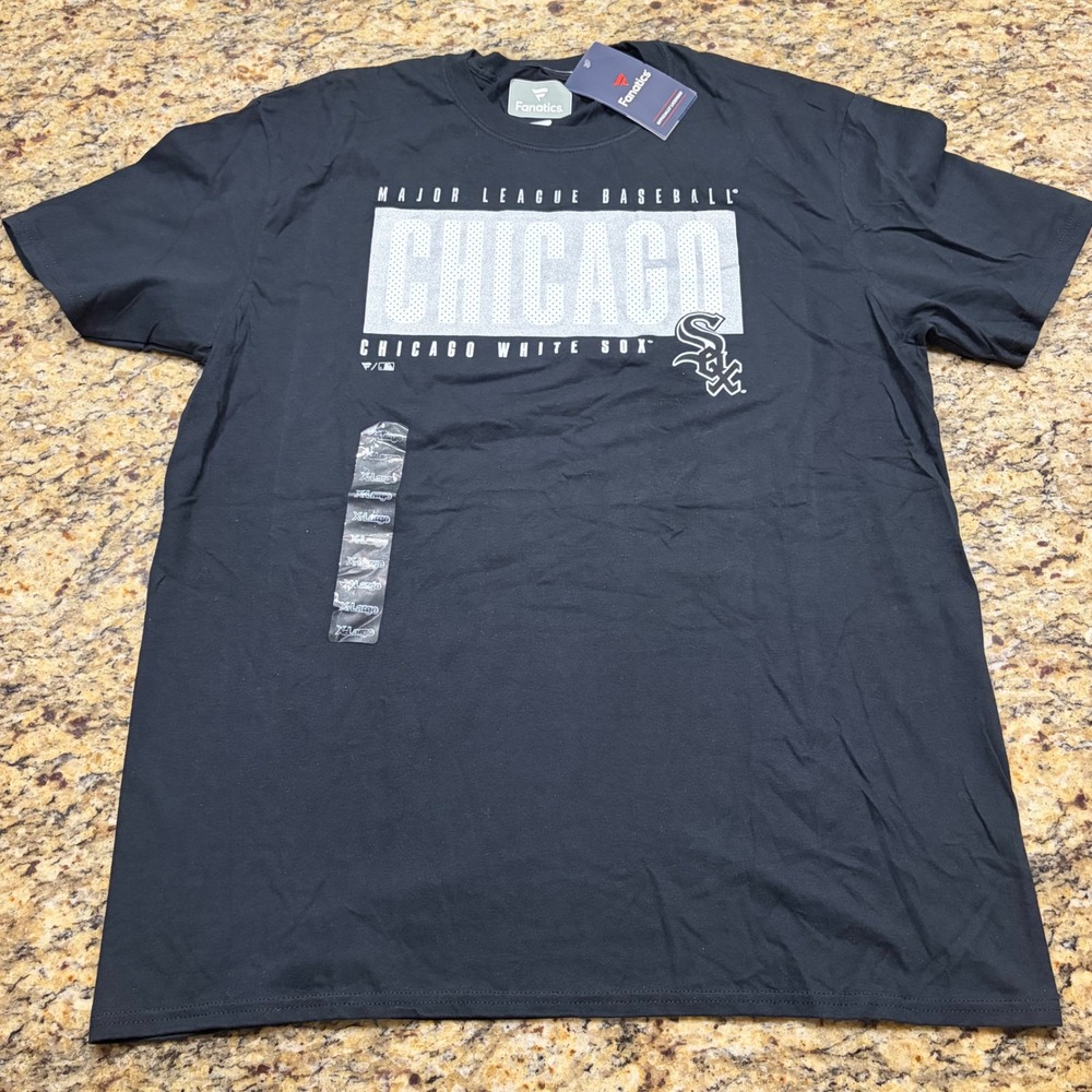 Fanatics MLB Chicago White Sox Graphic T-Shirt Mens XL Black Short Sleeve Tee ws